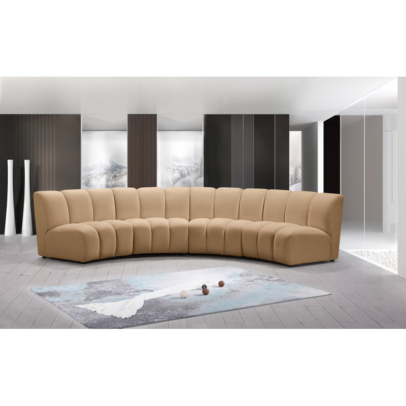 Canapé modulaire en velours Infinity, 4 pièces, Velours brun clair