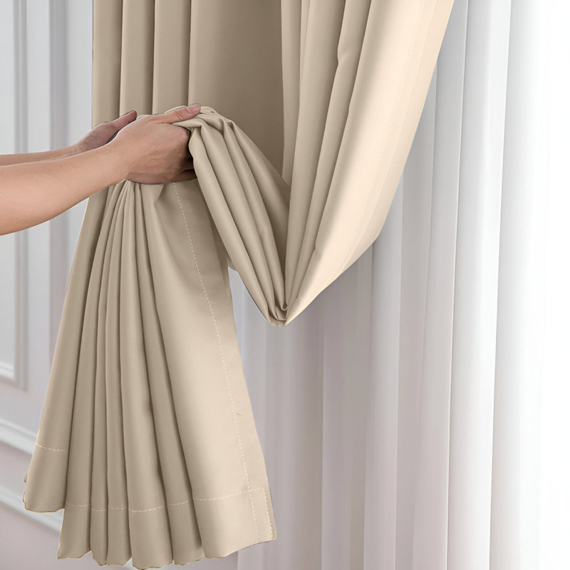 Lapel Blackout Curtain Pair, Cream, 228 W x 228 D cm