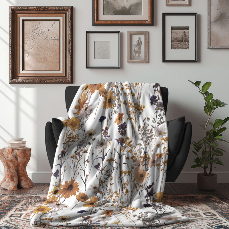 Rustic Petal Delights - Couverture sherpa de qualité supérieure 1 pièce, Grand lit