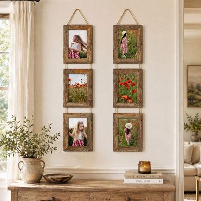 Set of 2 Rustic Brown 4x6 Collage Picture Frames