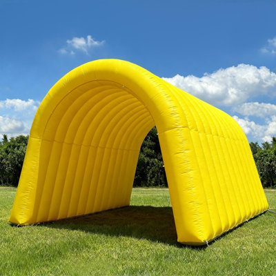 GR8FUN Inflatable Sports Tunnel Entrance 16x10x10FT Yellow, Built-in Blower – Event Inflatable Tunnel Tent for Team Intros, Business Promotion, Trade Shows, Advertising & Exhibitions