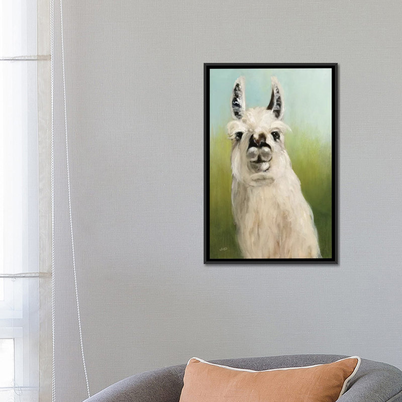 «Who's Your Llama I», reproduction sur toile, H 26 po x l 18 po x P 1,5 po, Toile avec cadre noir, Pas de tapis