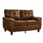 Fauteuil brun de 150 cm (59 pouces) recouvert de cuir PU respirant, style moderne avec rangement, grand accoudoir, assise à ressorts ensachés et pieds en bois massif.