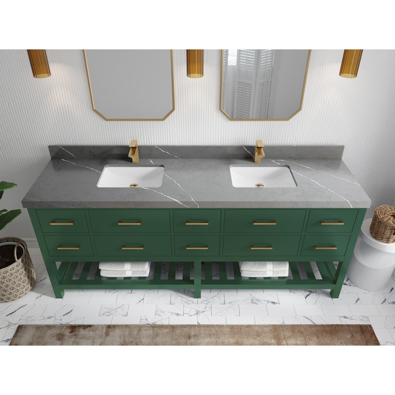 Huntwood 84" Double Bathroom Vanity Set, Piatra Gray