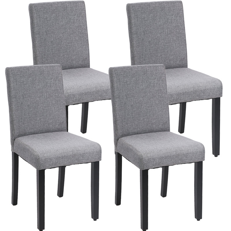 Ensemble de 4 chaises de salle à manger, chaises de salle à manger rembourrées en tissu, Gris