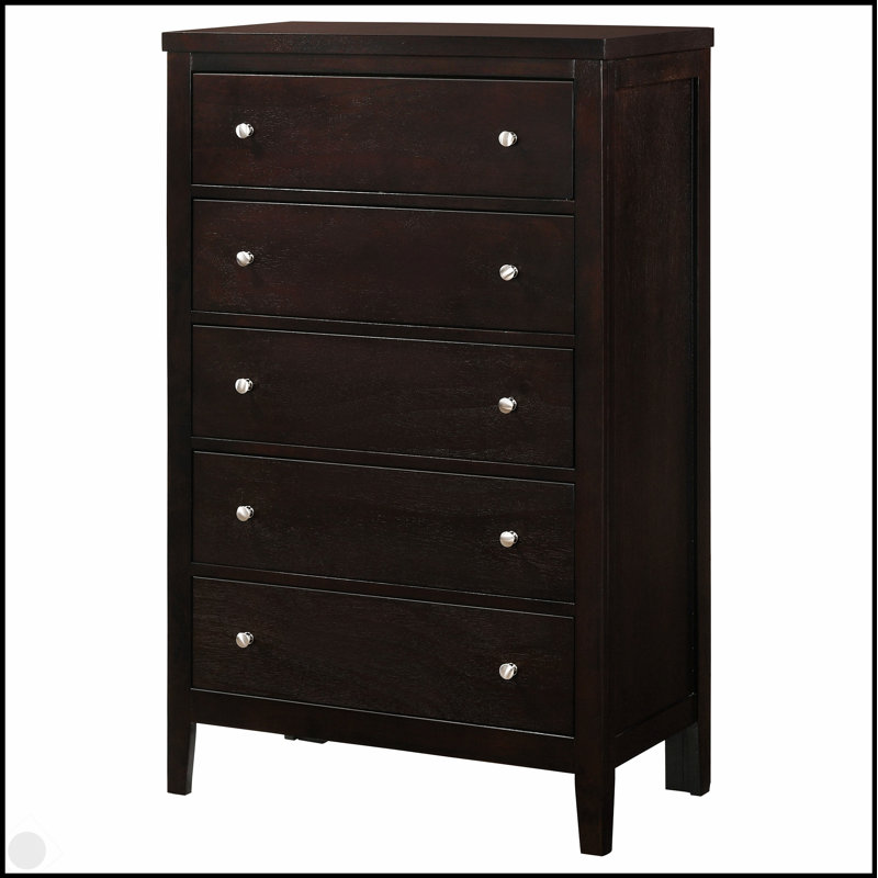 Commode brune à 5 tiroirs Payton avec rangement spacieux et design moderne et élégant