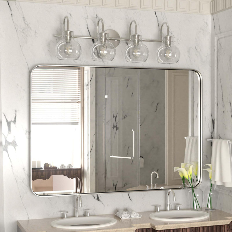 Zeline Light Dimmable Bathroom Vanity Lights with Clear Shade Vanity Light Fixture, 4, Silver