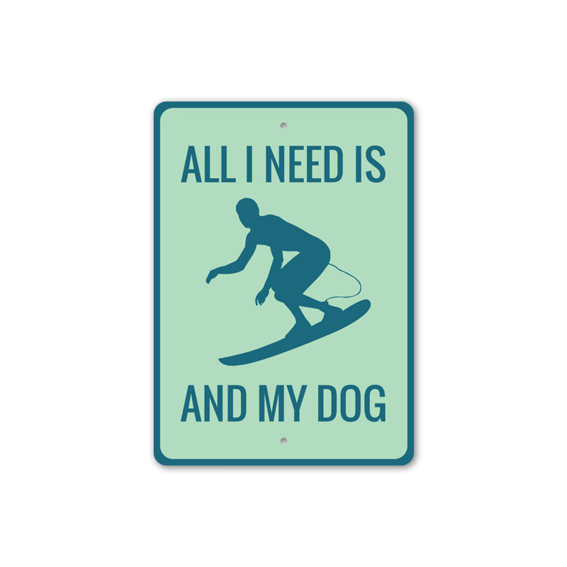Signe surf et mon chien, H 14 po x l 10 po x P 0,04 po