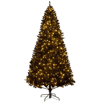 Ft Pre-lit Christmas Trees, Black Plastic, Modern Indoor Decor