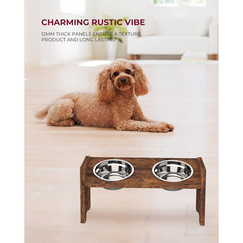 Bols pour chien surélevés, support pour bol surélevé ajustable avec 2 plats en acier inoxydable pour petits chiots et chats