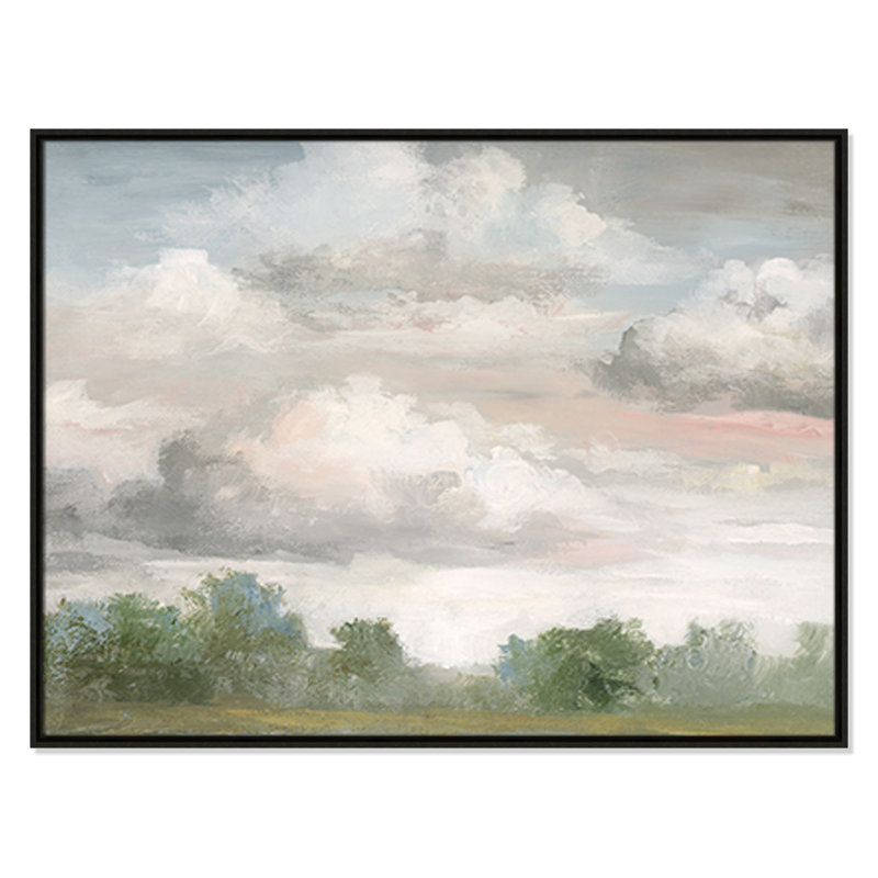 Frangia pastel matin ciel encadré sur toile par Nan, H 31,5 po x l 41,5 po x P 2 po, Cadre espresso