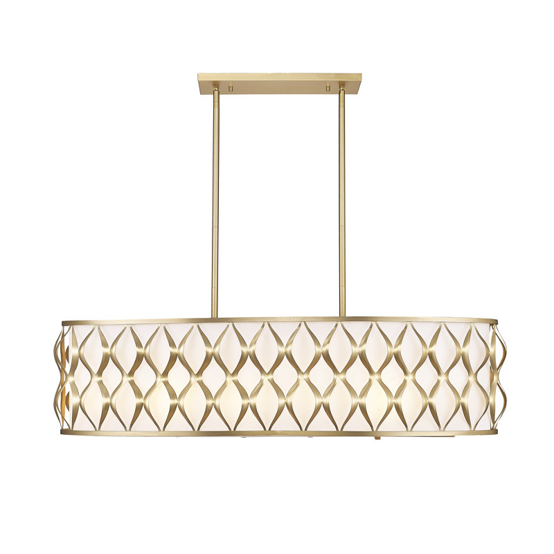 Lustre ovale pour îlot de cuisine à 10 lumières Sadowski, Or