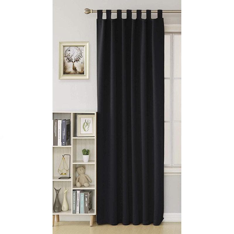 Bianney Blackout Curtain Single Panel, Black, 140 W x 175 D cm