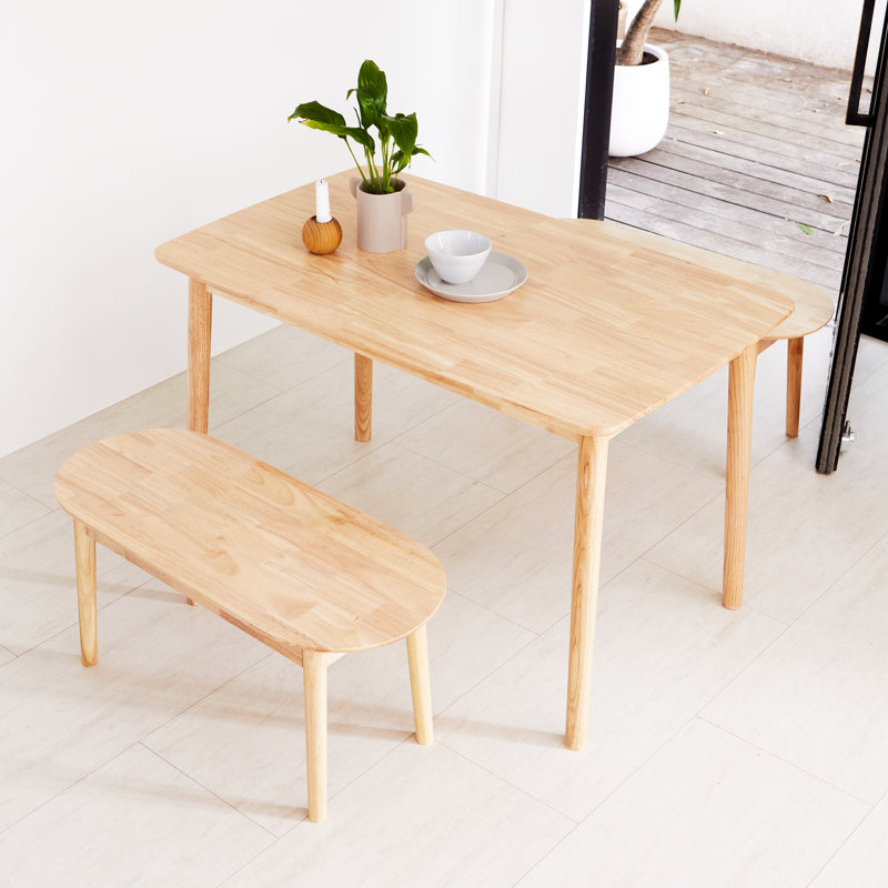 Jaiseon Round Solid Wood Entryway Bedroom Bench, Natural Oak, 17.7" H x 35.4" W x 15" D
