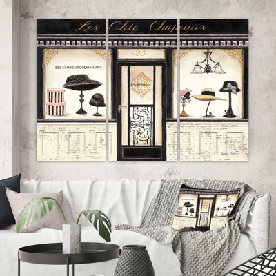 « le chic chapeaux french style », reproduction d’image multi-pièce sur toile