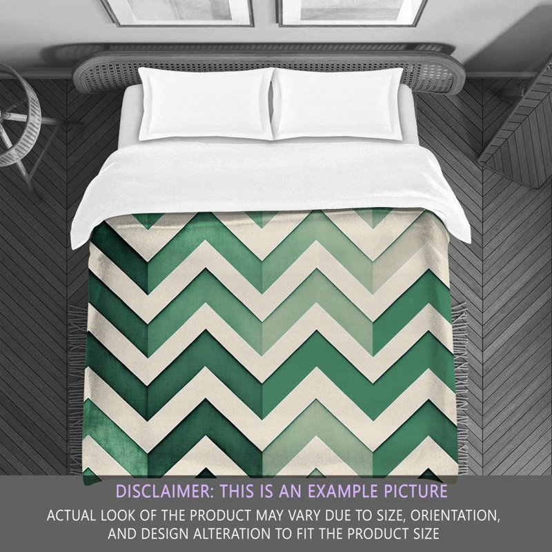 Checkered Comforter, Queen Comforter, Green/White Chevron