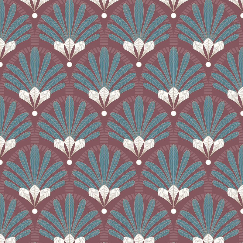 Papier peint art déco, Rouge