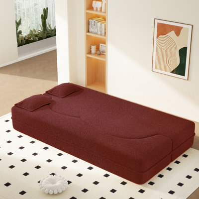 Lit simple convertible pliant simple, bourgogne, revêtement, 2 coussins, sans assemblage, pour jouer dans les petits appartements taille bourgogne, tissu, multi-usage