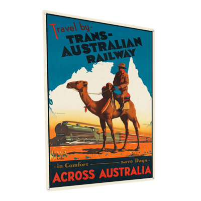 Voyage en Australie par chemin de fer trans-australien sur impression métallique
