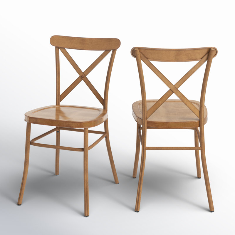 Aliha 18.51'' H Metal Side Chair, Oak