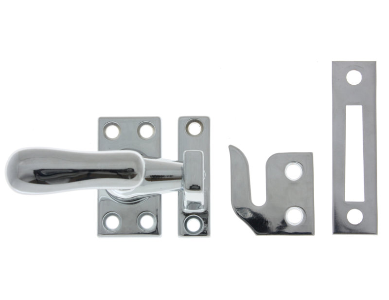 Small Casement Fastener Latch/Catch/Bolt, Large, Polished Chrome