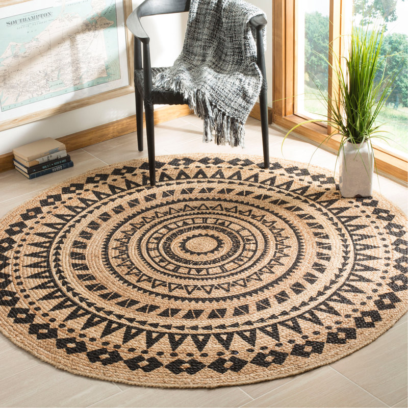 Round Moroccan Jute / Sisal Hand Woven Area Rug, Round 183cm