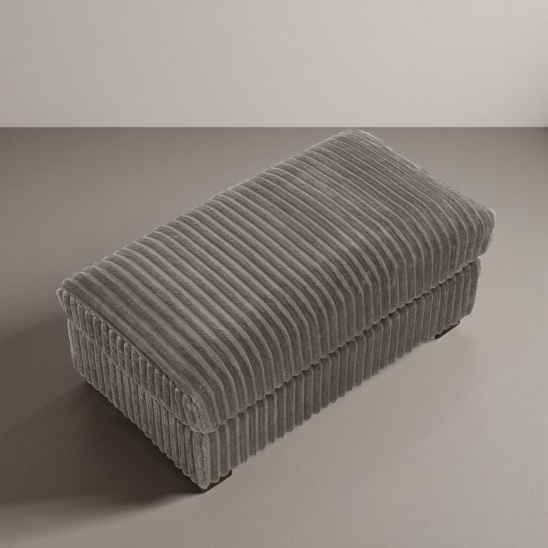40.15cm Wide Rectangle Solid Colour Footstool Ottoman, Light Grey