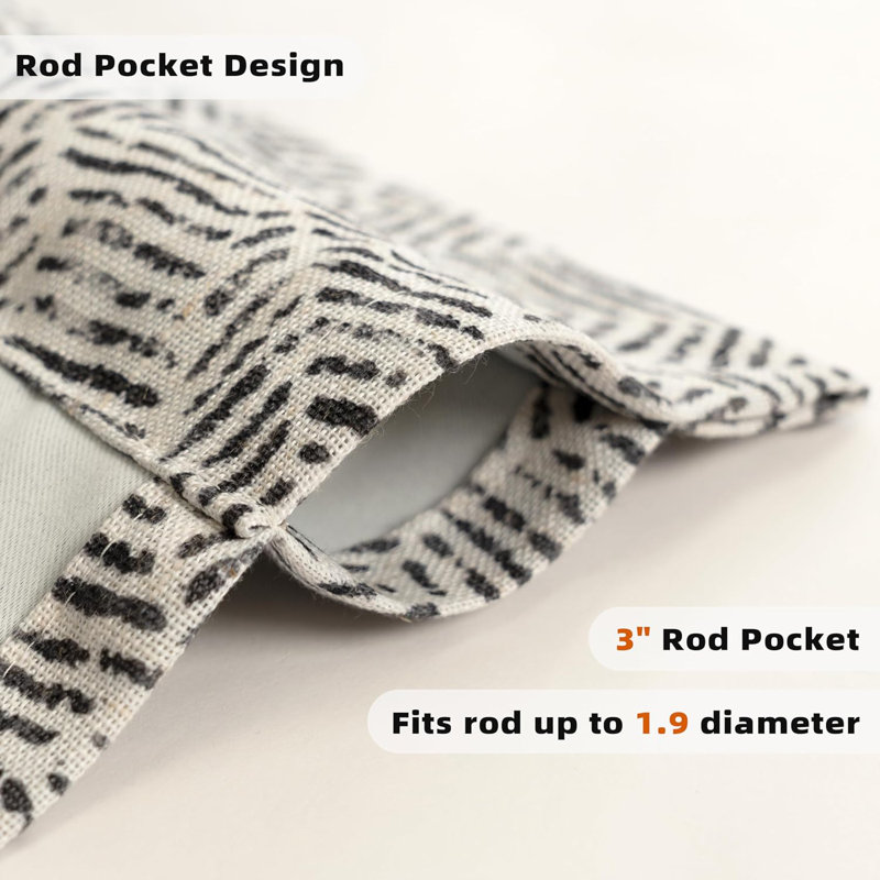 Black and White Linen Blend 52'' Rod Pocket Valance