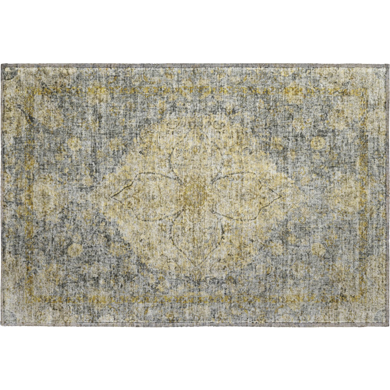 Premium Machine Washable Mayfield AMF2136 global Rug, 1'8" x 2'6", Pewter