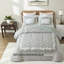 Ensemble de literie pour très grand lit vert, mélange de coton, chambre à coucher à motif floral rétro