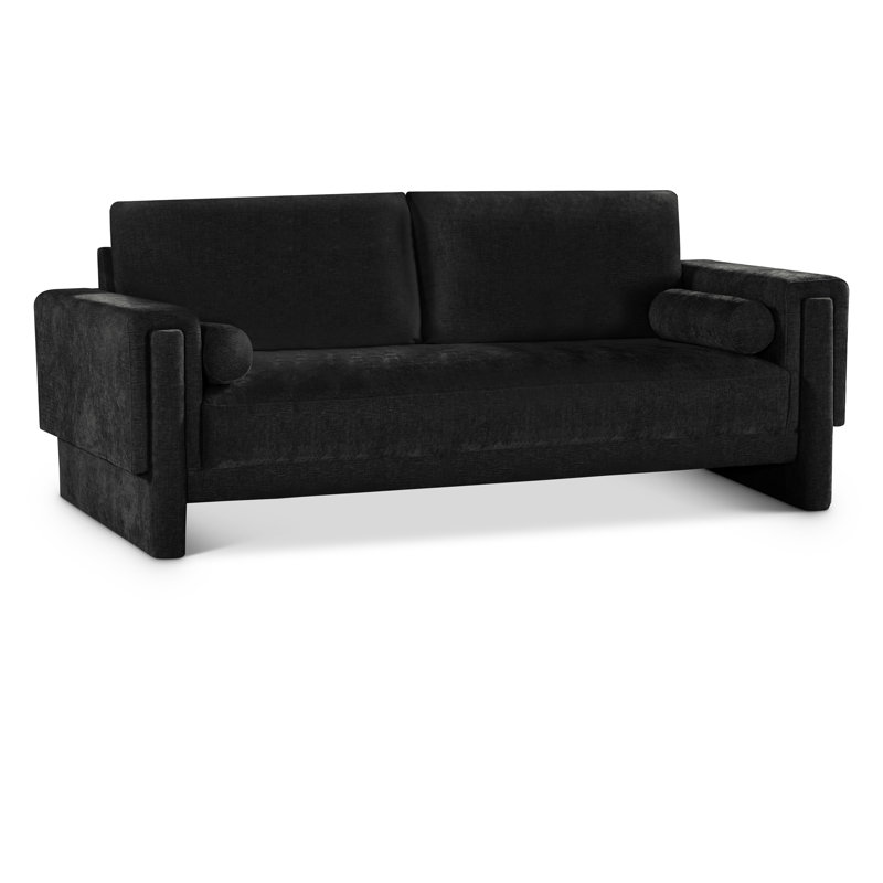 Ivanio Upholstered 89'' Sofa, Black Chenille Fabric