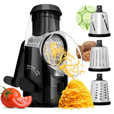 Râpe à fromage rotative noire avec 3 pales Brentwood