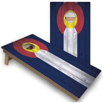 Ensemble de cornhole V3 toutes saisons avec drapeau du Colorado | Comprend (2) planches (8) sacs et accessoires optionnels