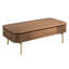 Rectangular coffee table in walnut and gold polished