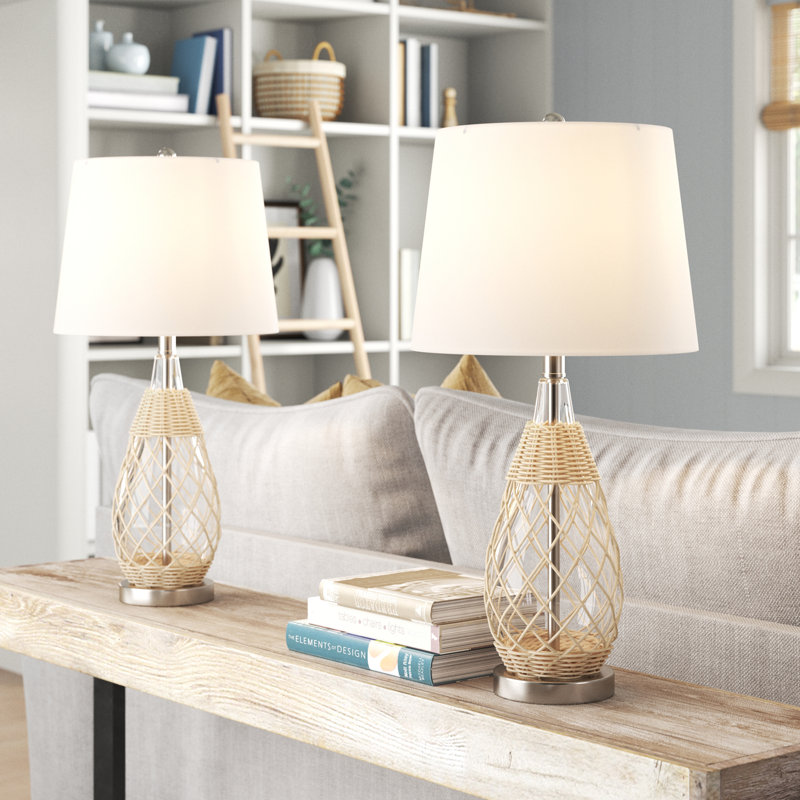 Narva 25.5'' Brown/Clear Bedside Table Lamp Set