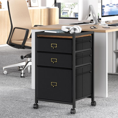 Classeur à 3 tiroirs, style moderne, pour support à imprimante, bureau, noir