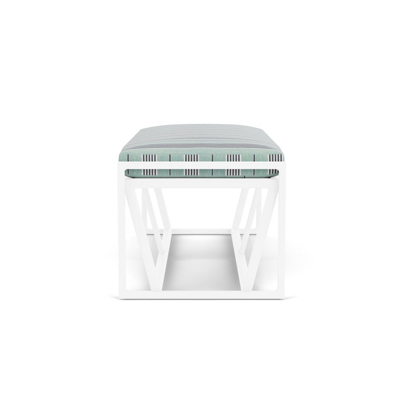 Summit Outdoor Dining Bench, White, Hansen Seaglass