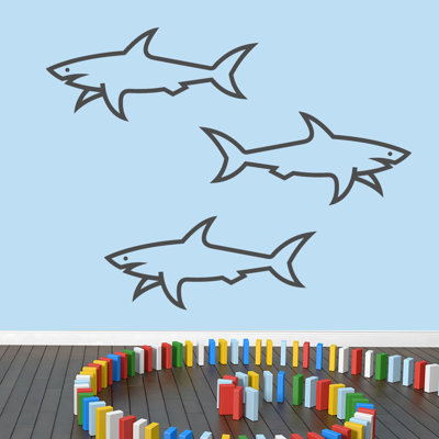 Ensemble de 3 décalcomanies murales requins