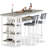 3 Piece Bar Table Set, Kitchen Dining Table Set For 2, Bar Table And Chairs Set With PU Upholstery Stool And 4 Open Storage Shelves, Pub Table Set For Small Space, Grey