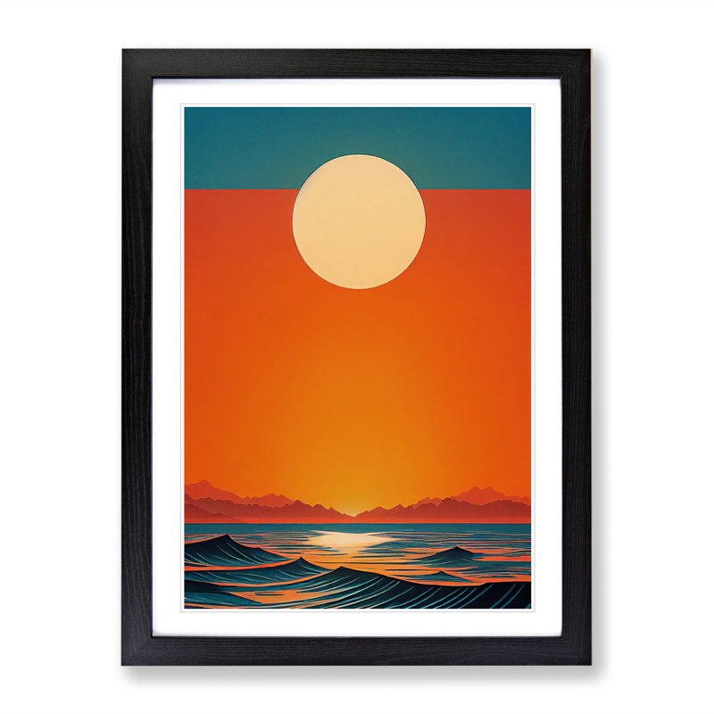 Wild Ocean Sunset Abstract Framed Print, Black Framed, 64cm H x 46cm W x 2cm D