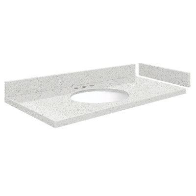 42.5'' Quartz Single Vanity Top with Sink and 3 Faucet Holes -  Transolid, VT42.5x22-1OU-SNO-8