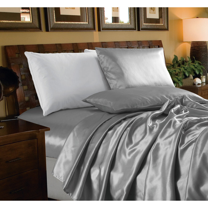 Satin Sheet Set, California King, Silver