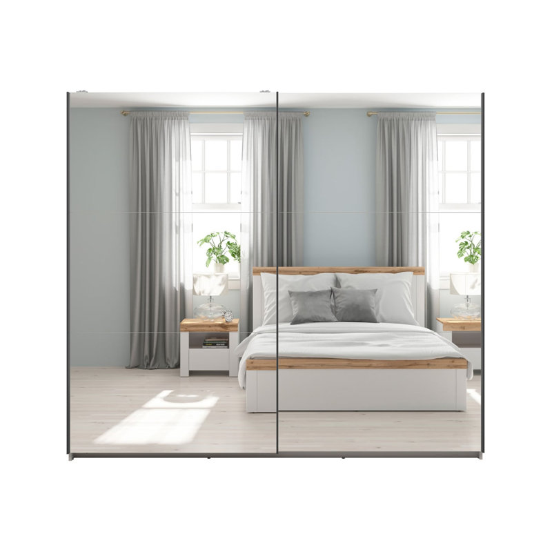 Beyazit Sliding Door Wardrobe 220cm with 2 Mirrored Doors