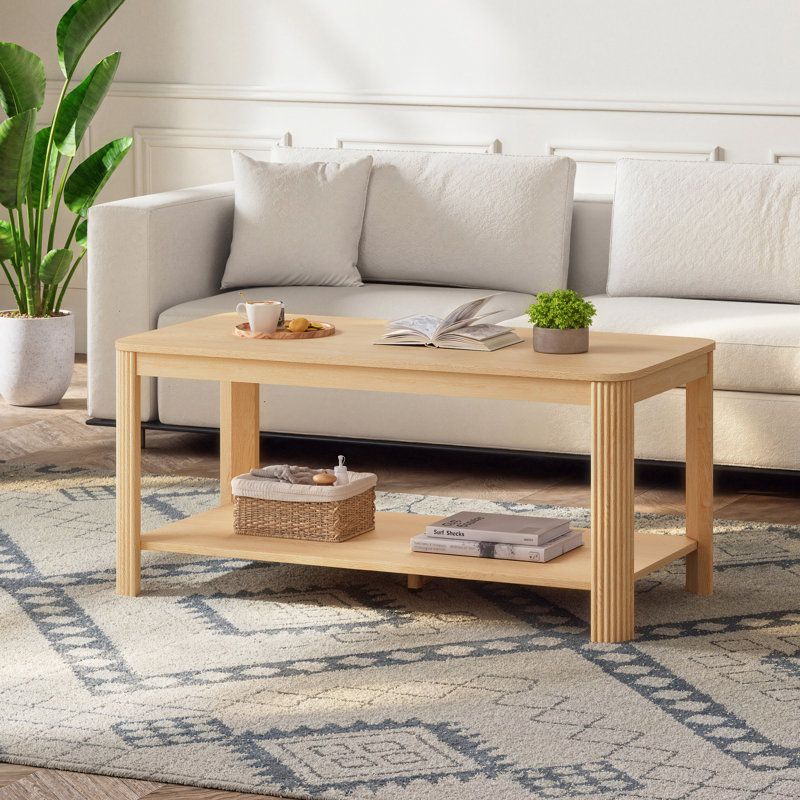 Rectangular Coffee Table with Storage Shelf