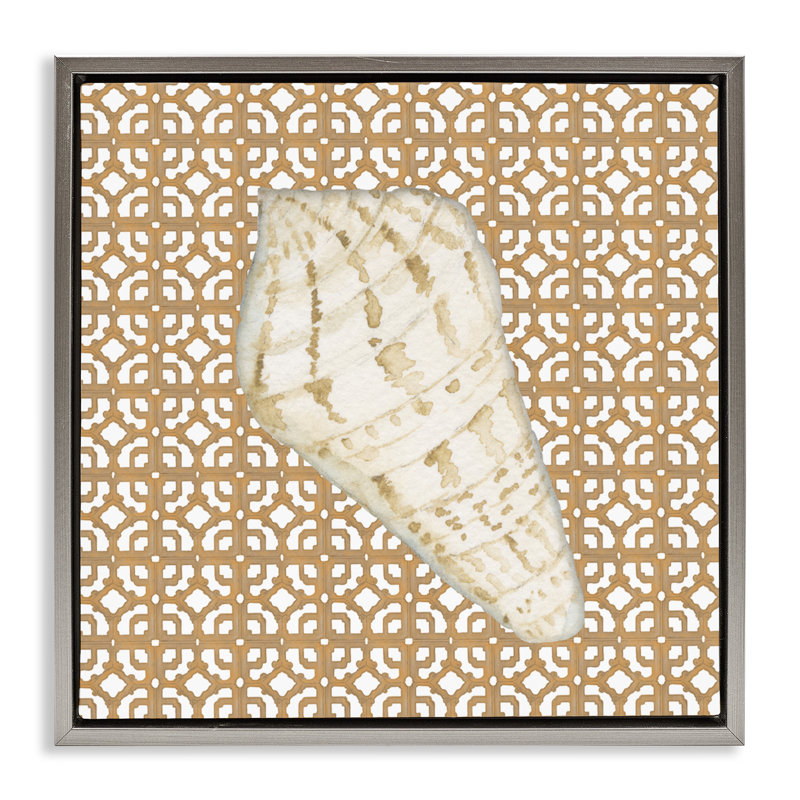 Cadre flottant Coastal Tile and Shell, design par Lee Ann Sanders, H 25 po x l 25 po, Gris