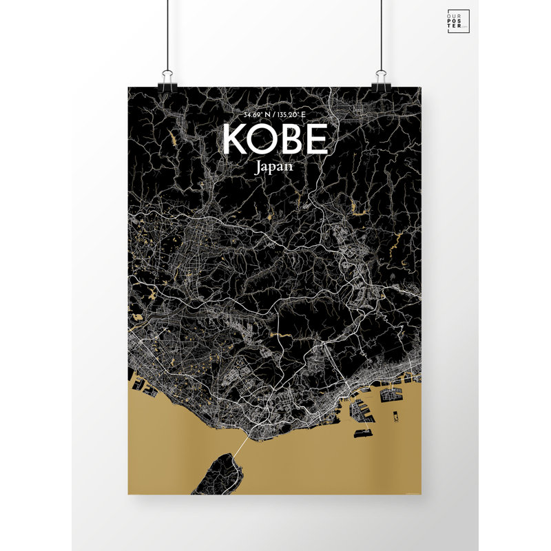 « kobe »-impression d’art graphique sans cadre sur papier, H 17 po x l 11 po x P 0,05 po