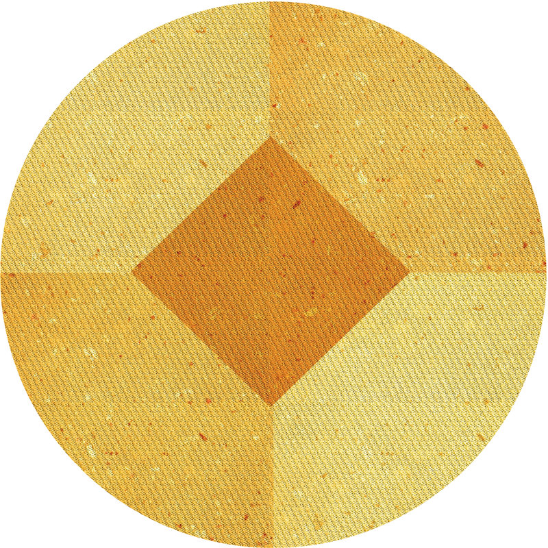 Tapis décoratif jaune à motifs géométriques Haralson, Rond 6 pi