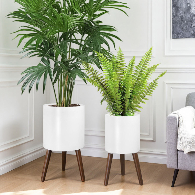 Pot de fleurs avec support, paquet de 2, 10 et 12 pouces, blanc