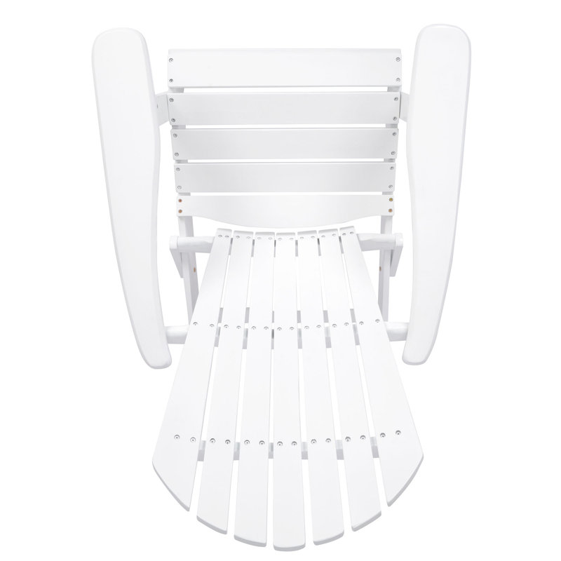 Chaise Adirondack pliable rustique en bois d'acacia pour le confort extérieur, Blanc