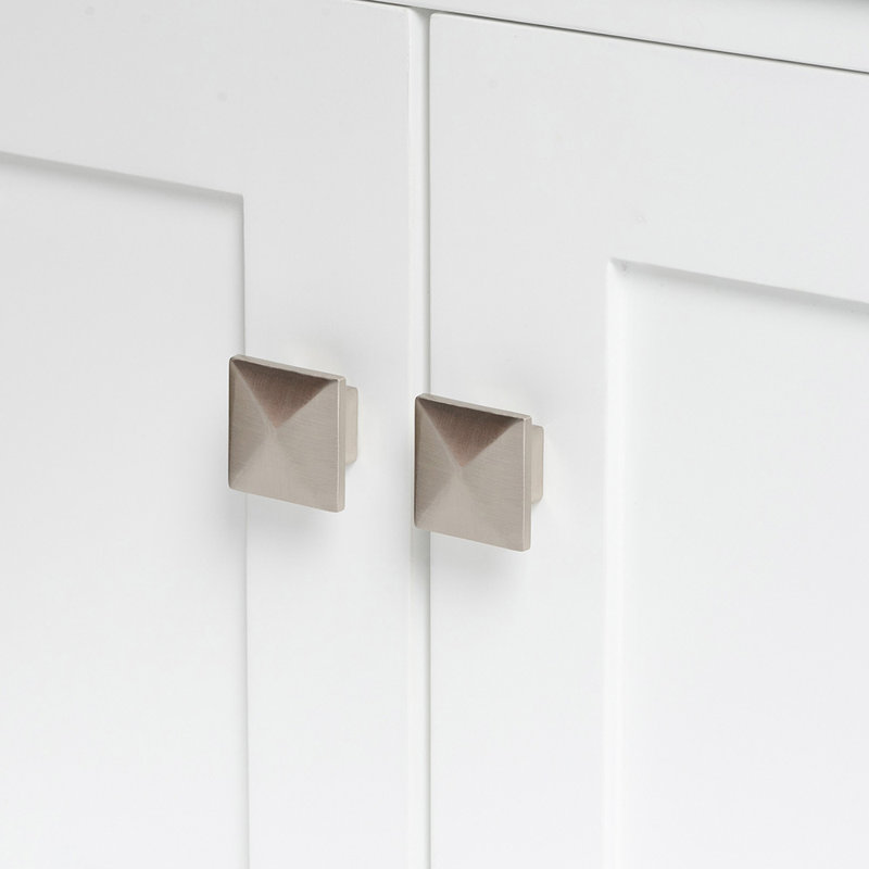 Cambridge 54'' W Single Bathroom Vanity Base, Brushed Nickel, White